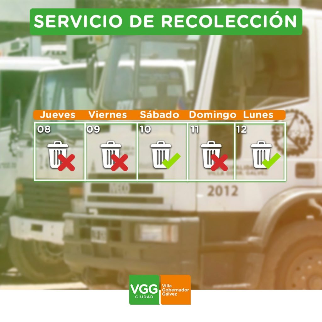 Jueves y viernes sin recolección, pero sí sábado y lunes feriado