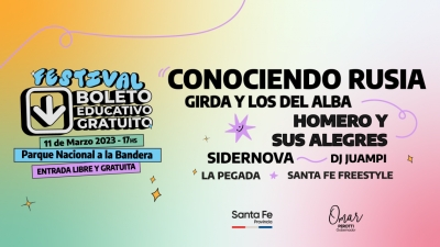 Conociendo Rusia brindará un show el 11 de marzo en el Festival del Boleto Educativo Gratuito en Rosario