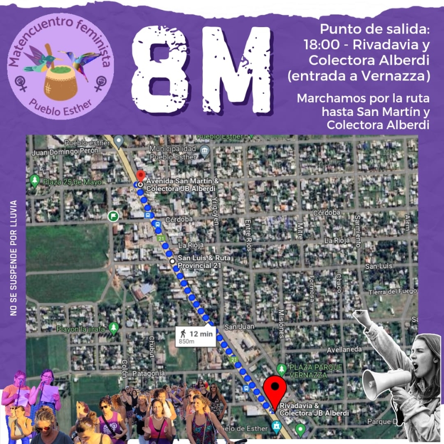 Marcha por el 8M en Pueblo Esther
