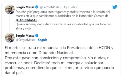 Massa: &quot;Decidí asumir la responsabilidad que me toca con alma y vida&quot;