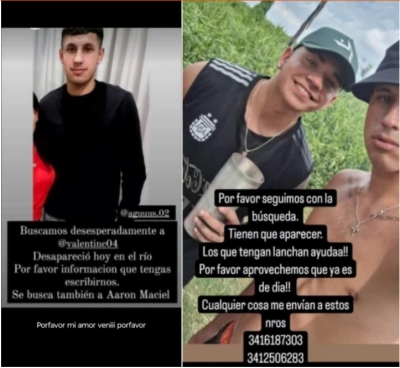 Continúa la búsqueda de los dos jóvenes villa galvenses que cayeron de su lancha al río en la tormenta