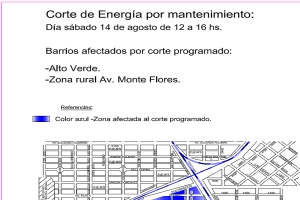 Corte de luz programado para éste sábado en Alto Verde y Monte Flores
