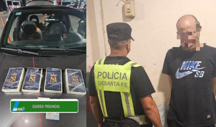 Secuestraron casi 4 kilos de cocaína en un control vehicular en el peaje de General Lagos