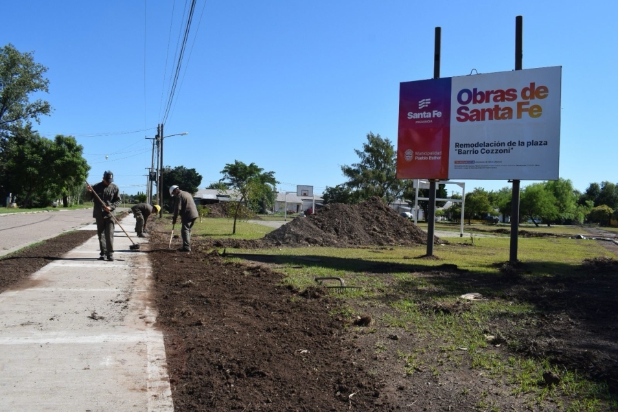 Pueblo Esther renueva la Plaza Cozzoni con aportes de Provincia