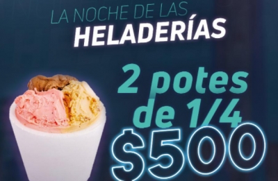 La noche de las heladerías: 2 potes de 1/4 a $500