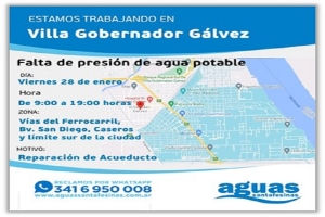 Aguas hará trabajos éste viernes 28 en VGG