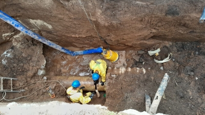 V.G.GÁLVEZ: SE COMPLETÓ LA REPARACIÓN PROVISORIA DEL ACUEDUCTO FLAMARIÓN