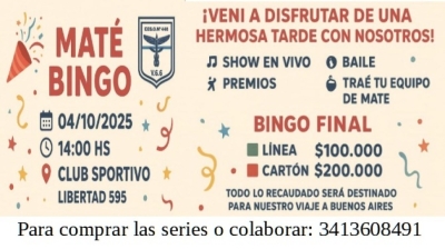 Estudiantes de la Escuela Perito Moreno organizan un Mate Bingo para recaudar fondos de su viaje de estudios