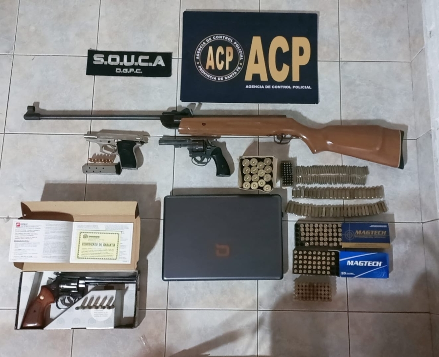 La Agencia de Control Policial secuestró un arsenal en Arroyo Seco